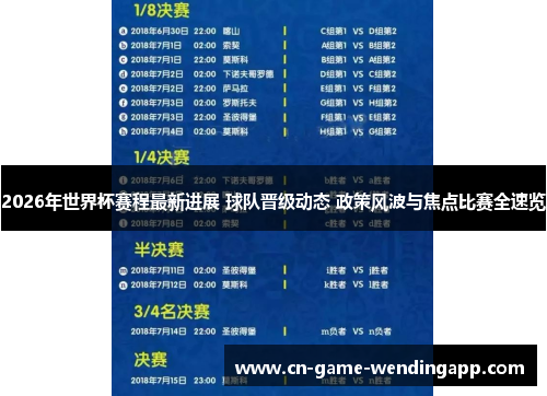 2026年世界杯赛程最新进展 球队晋级动态 政策风波与焦点比赛全速览 2026年世界杯赛程最新进展 球队晋级动态 政策风波与焦点比赛全速览